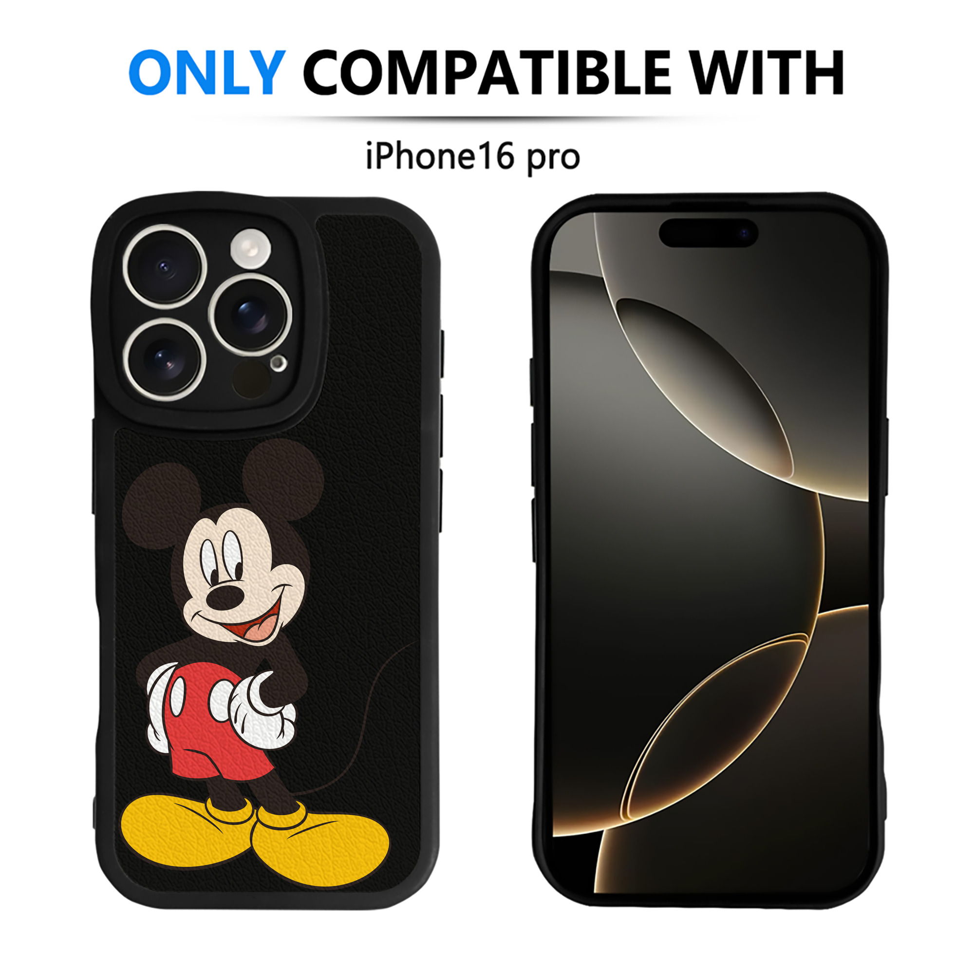 （画像用） ミッキーマウス Mickey Mouse 【iPhone 16シリーズ対応】シリコンスマホケース（レザー調） 材質：シリコン